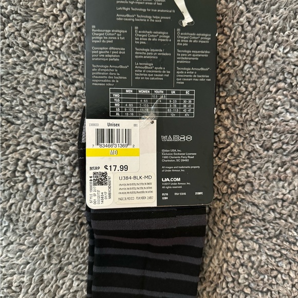 Under Armour Socks Unisex Black/Gray New with Tags - Picture 3 of 4